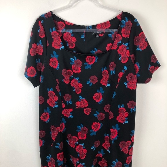 Lane Bryant- Black with Red Roses Fit and Flare dress size: 18 - Picture 8 of 12